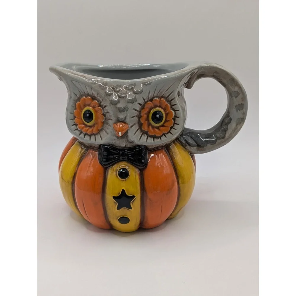 Halloween Johanna Parker Owl On A Cupcake‎ Ceramic Soap Dispenser And Creamer